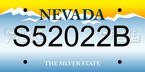 S52022B Nevada License Plate