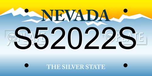 S52022S Nevada License Plate