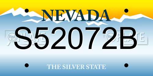 S52072B Nevada License Plate