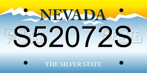 S52072S Nevada License Plate
