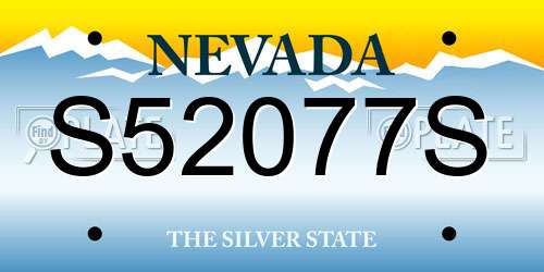 S52077S Nevada License Plate