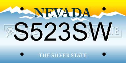 S523SW Nevada License Plate
