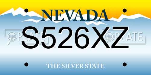 S526XZ Nevada License Plate