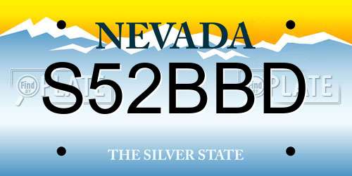 S52BBD Nevada License Plate
