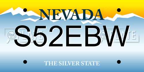 S52EBW Nevada License Plate