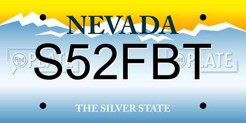 S52FBT Nevada License Plate