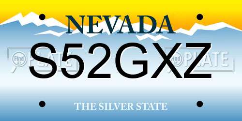 S52GXZ Nevada License Plate
