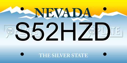 S52HZD Nevada License Plate