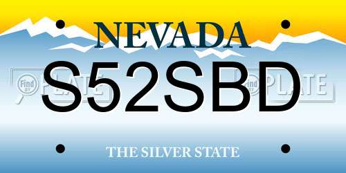 S52SBD Nevada License Plate