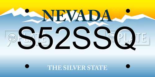 S52SSQ Nevada License Plate