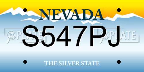 S547PJ Nevada License Plate