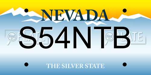 S54NTB Nevada License Plate