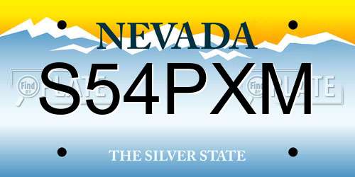 S54PXM Nevada License Plate