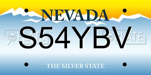 S54YBV Nevada License Plate