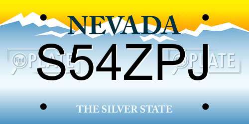 S54ZPJ Nevada License Plate