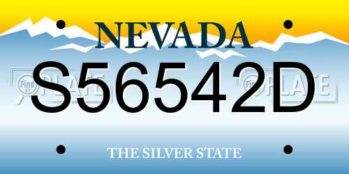 S56542D Nevada License Plate