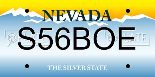 S56BOE Nevada License Plate