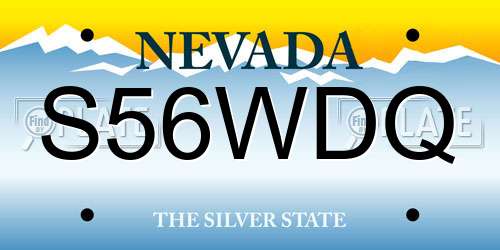 S56WDQ Nevada License Plate