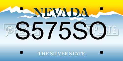 S575SO Nevada License Plate