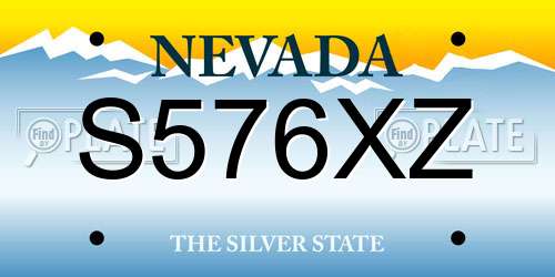 S576XZ Nevada License Plate