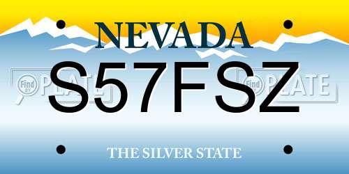 S57FSZ Nevada License Plate