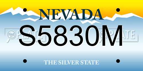 S5830M Nevada License Plate