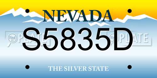 S5835D Nevada License Plate
