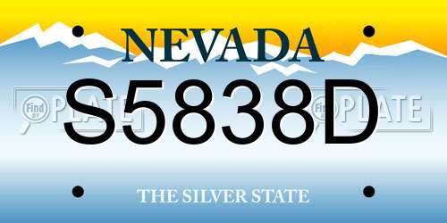 S5838D Nevada License Plate