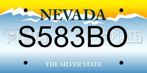 S583BO Nevada License Plate
