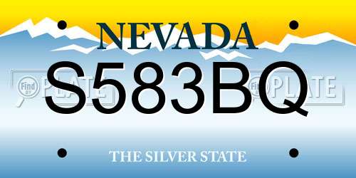 S583BQ Nevada License Plate