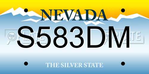 S583DM Nevada License Plate