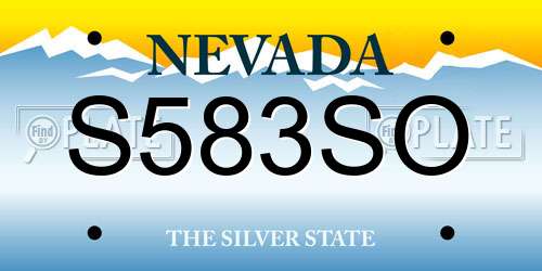 S583SO Nevada License Plate