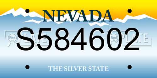S584602 Nevada License Plate