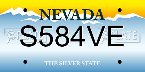 S584VE Nevada License Plate