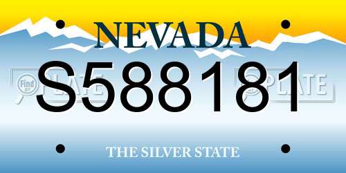 S588181 Nevada License Plate