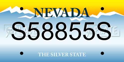 S58855S Nevada License Plate