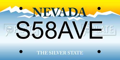 S58AVE Nevada License Plate