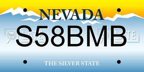 S58BMB Nevada License Plate