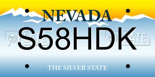 S58HDK Nevada License Plate