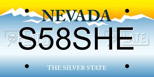 S58SHE Nevada License Plate