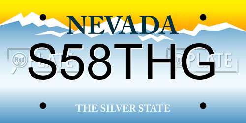 S58THG Nevada License Plate