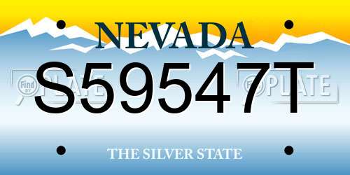 S59547T Nevada License Plate