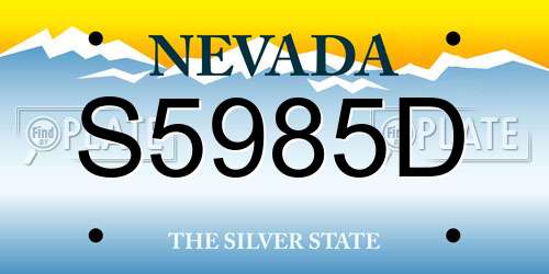 S5985D Nevada License Plate