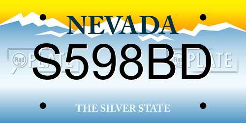 S598BD Nevada License Plate