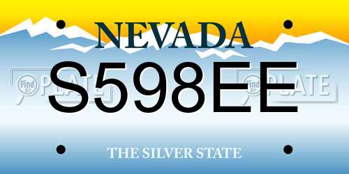 S598EE Nevada License Plate