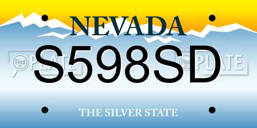 S598SD Nevada License Plate