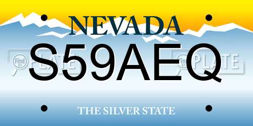 S59AEQ Nevada License Plate