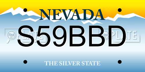 S59BBD Nevada License Plate