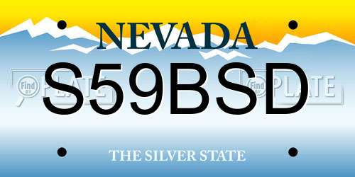 S59BSD Nevada License Plate