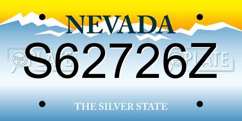 S62726Z Nevada License Plate